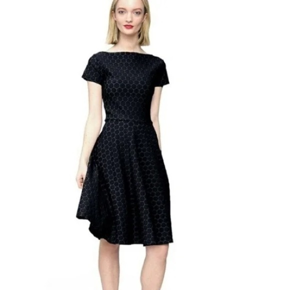Leota beautiful A line black dress luxe jacquard reversible,pinup SZMED New Year - Picture 1 of 4